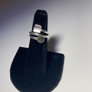Sterling silver square and circle wrap ring